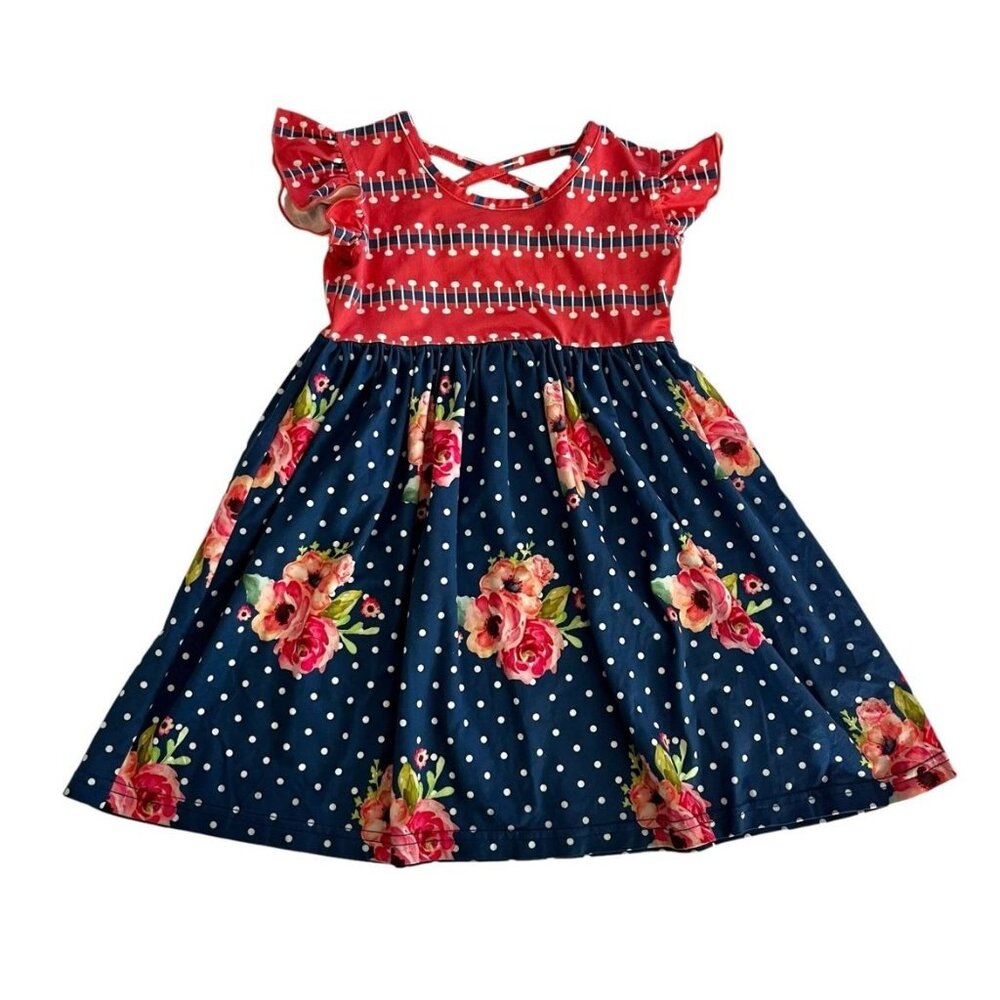 Oopsie Daisy Toddler Girls Floral and Polka Dot Dress Size 3T